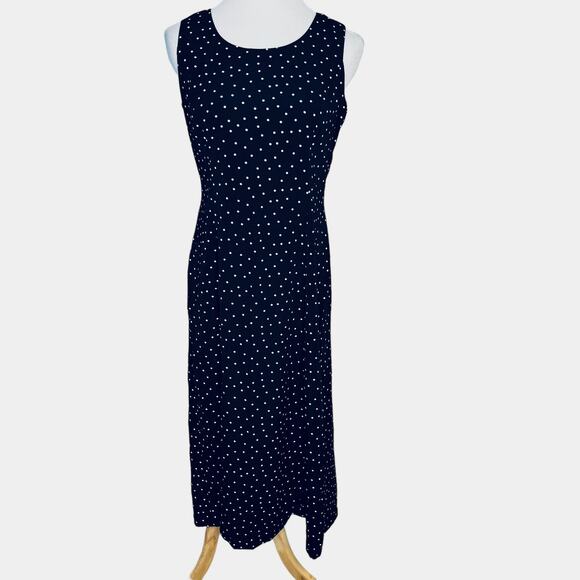 Studio I Petite Sleeveless Black Polka Dot Dress 10P - Picture 1 of 6